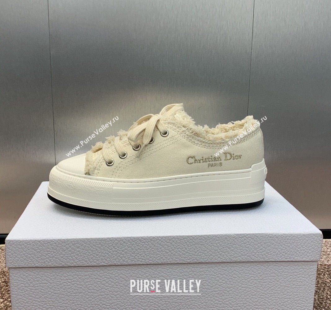 Dior WalknDior Platform Sneakers in Pale Beige Fringed and Embroidered Cotton Canvas 2024 (SS-240930050)