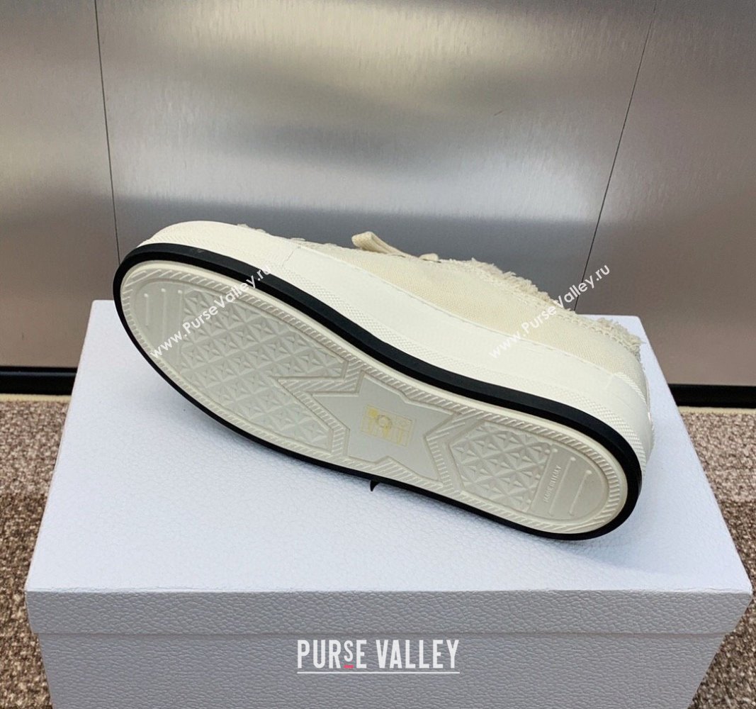 Dior WalknDior Platform Sneakers in Pale Beige Fringed and Embroidered Cotton Canvas 2024 (SS-240930050)