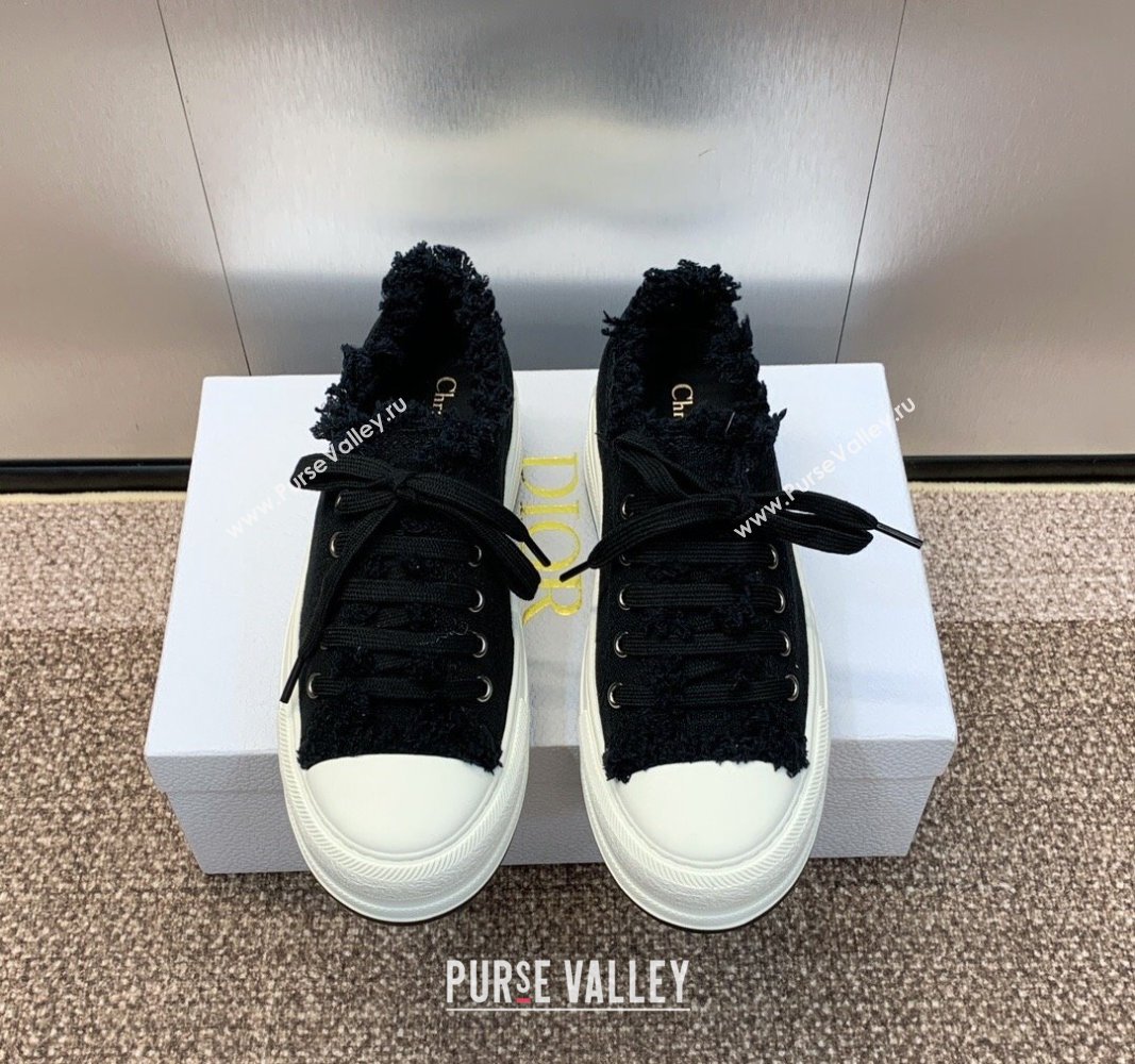 Dior WalknDior Platform Sneakers in Black Fringed and Embroidered Cotton Canvas 2024 (SS-240930051)