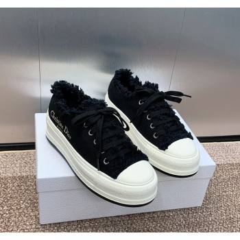 Dior WalknDior Platform Sneakers in Black Fringed and Embroidered Cotton Canvas 2024 (SS-240930051)