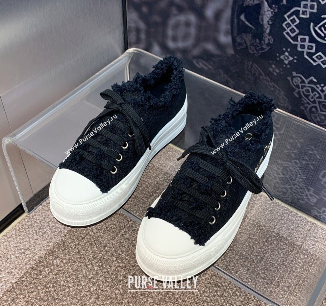 Dior WalknDior Platform Sneakers in Black Fringed and Embroidered Cotton Canvas 2024 (SS-240930051)