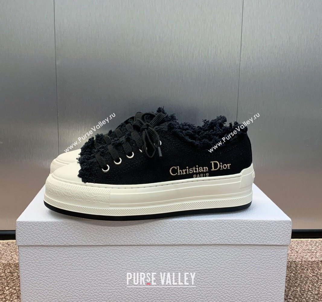 Dior WalknDior Platform Sneakers in Black Fringed and Embroidered Cotton Canvas 2024 (SS-240930051)