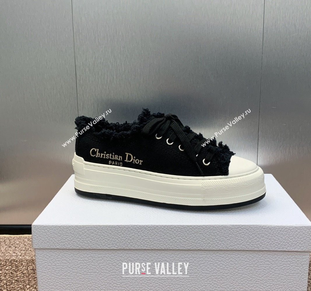 Dior WalknDior Platform Sneakers in Black Fringed and Embroidered Cotton Canvas 2024 (SS-240930051)