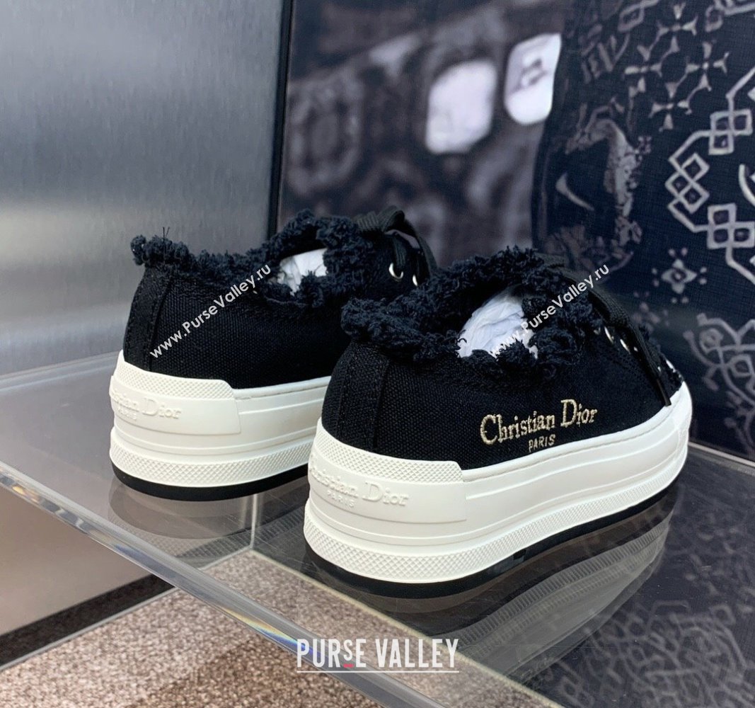 Dior WalknDior Platform Sneakers in Black Fringed and Embroidered Cotton Canvas 2024 (SS-240930051)