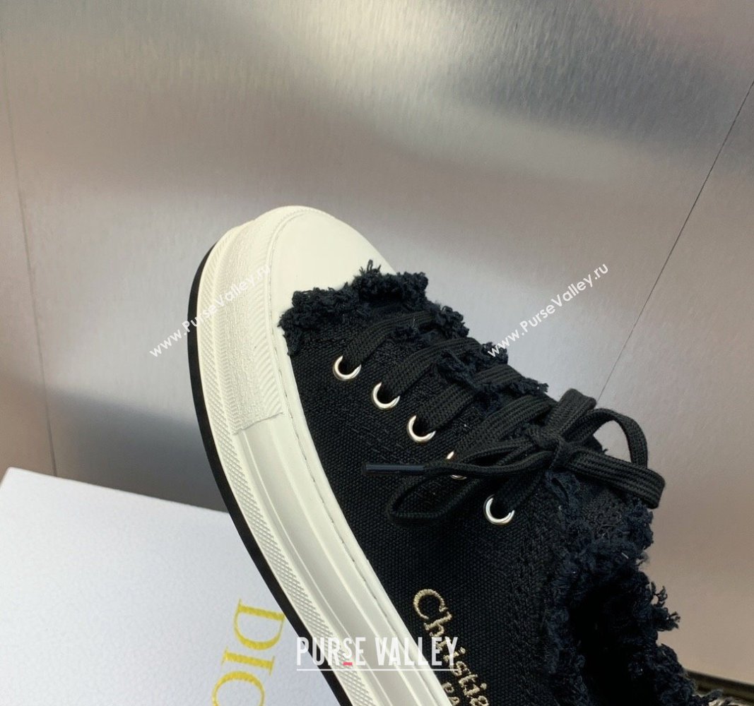 Dior WalknDior Platform Sneakers in Black Fringed and Embroidered Cotton Canvas 2024 (SS-240930051)