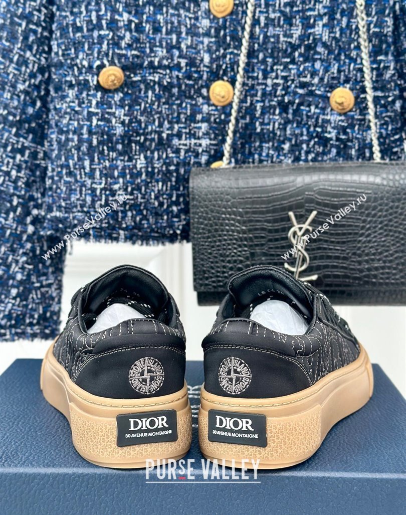 Dior DIOR AND STONE ISLAND Low-top Sneakers in Oblique Satin Black 2024 (MD-240930056)