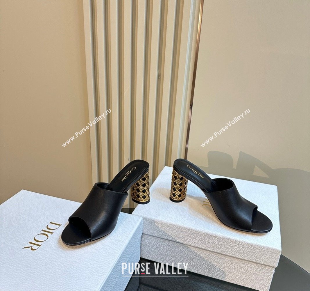 Dior Icon Heeled Slides Sandal 9.5cm in Calfskin Black 2024 (MD-240930059)