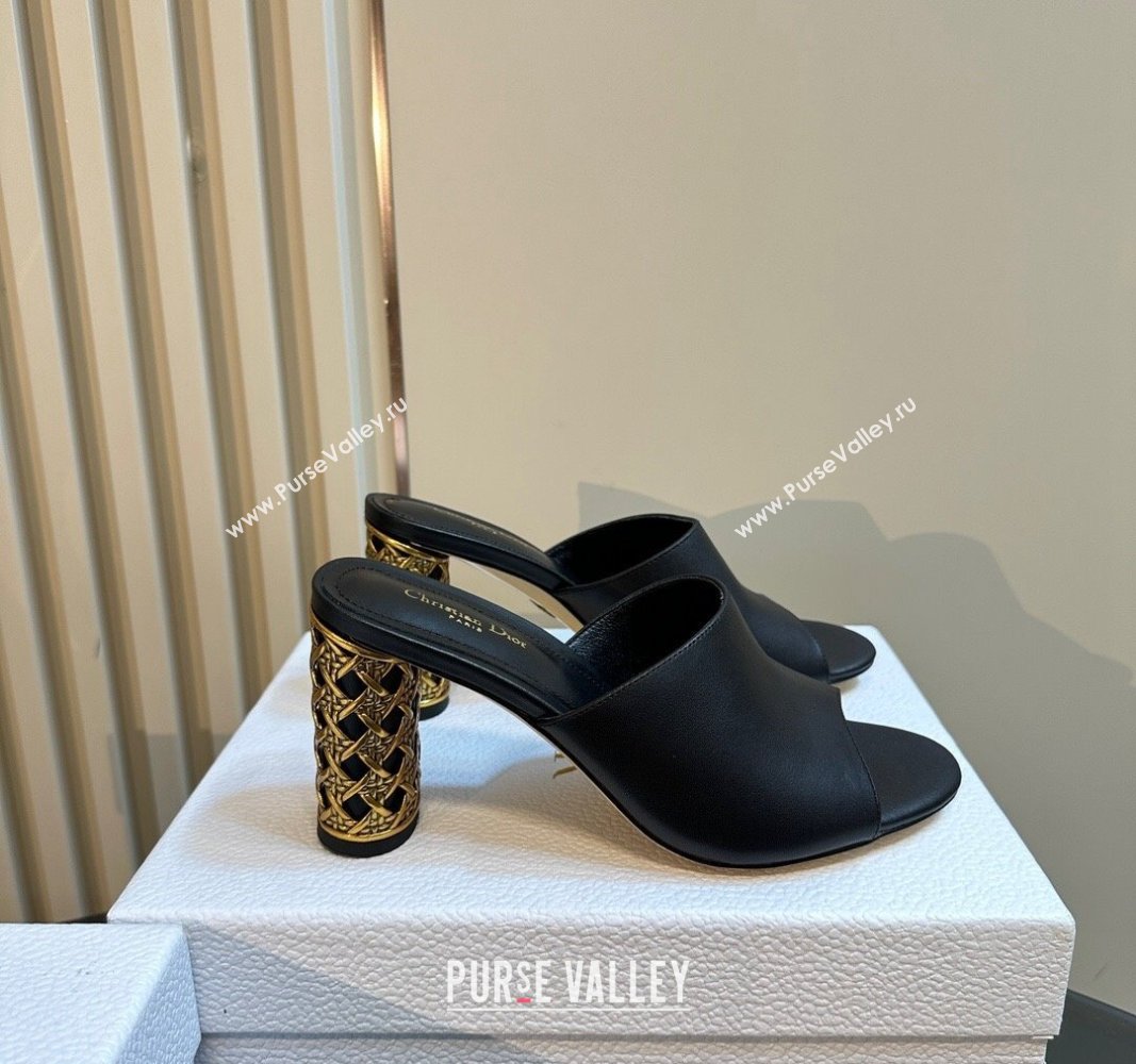 Dior Icon Heeled Slides Sandal 9.5cm in Calfskin Black 2024 (MD-240930059)