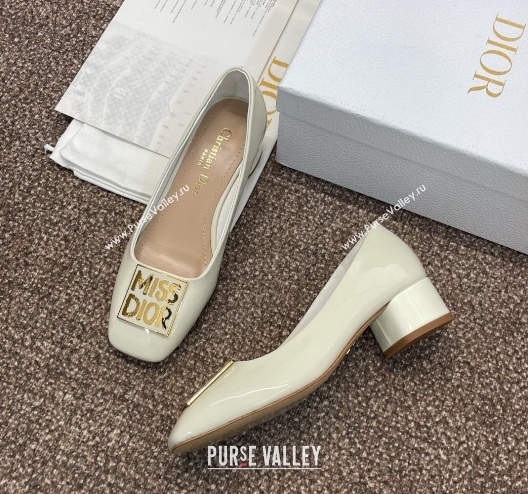 Dior Miss Dior Pump 3.5cm in Patent Calfskin White 2024 0930 (MD-240930001)