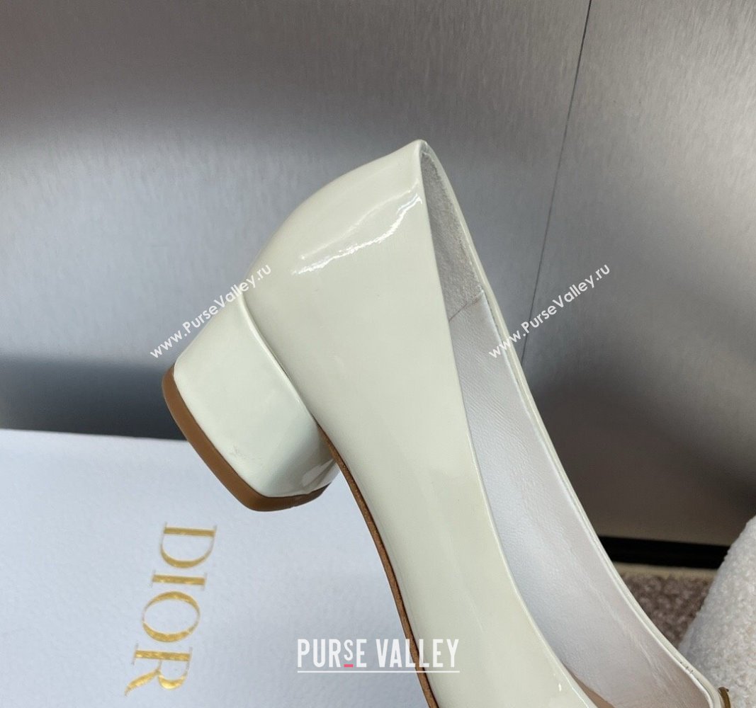 Dior Miss Dior Pump 3.5cm in Patent Calfskin White 2024 0930 (MD-240930001)