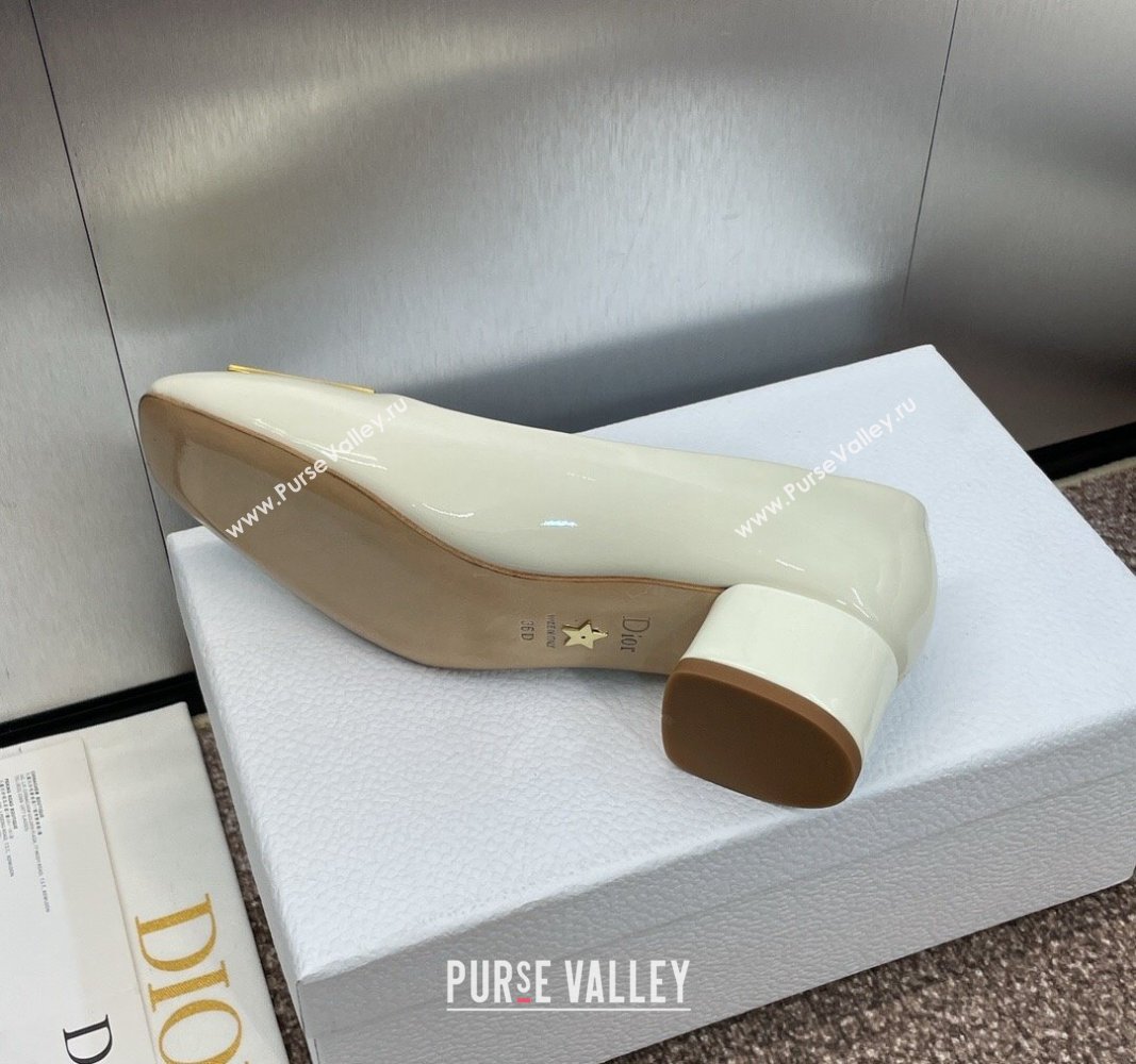 Dior Miss Dior Pump 3.5cm in Patent Calfskin White 2024 0930 (MD-240930001)