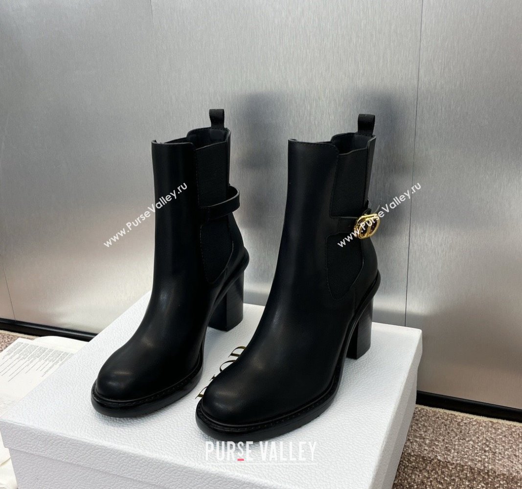 Dior 30 Montaigne Heeled Ankle Boots 7cm in Black Calfskin with CD Buckle 2024 (JC-240930029)