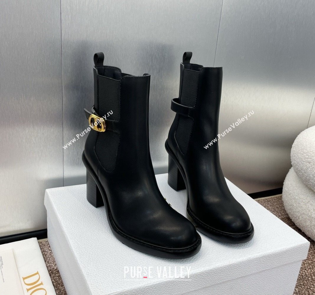 Dior 30 Montaigne Heeled Ankle Boots 7cm in Black Calfskin with CD Buckle 2024 (JC-240930029)