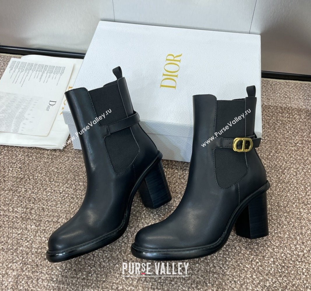 Dior 30 Montaigne Heeled Ankle Boots 7cm in Black Calfskin with CD Buckle 2024 (JC-240930029)