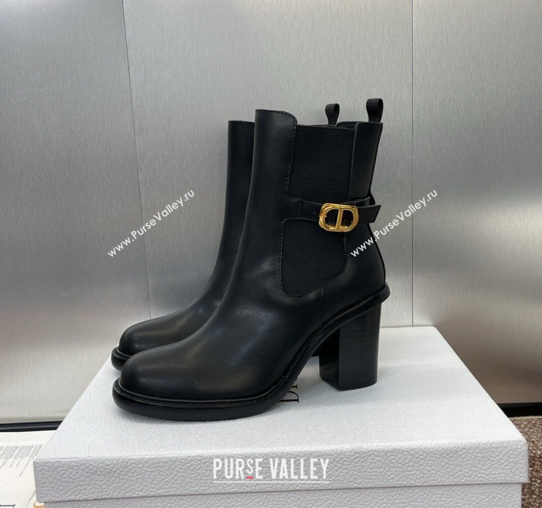 Dior 30 Montaigne Heeled Ankle Boots 7cm in Black Calfskin with CD Buckle 2024 (JC-240930029)