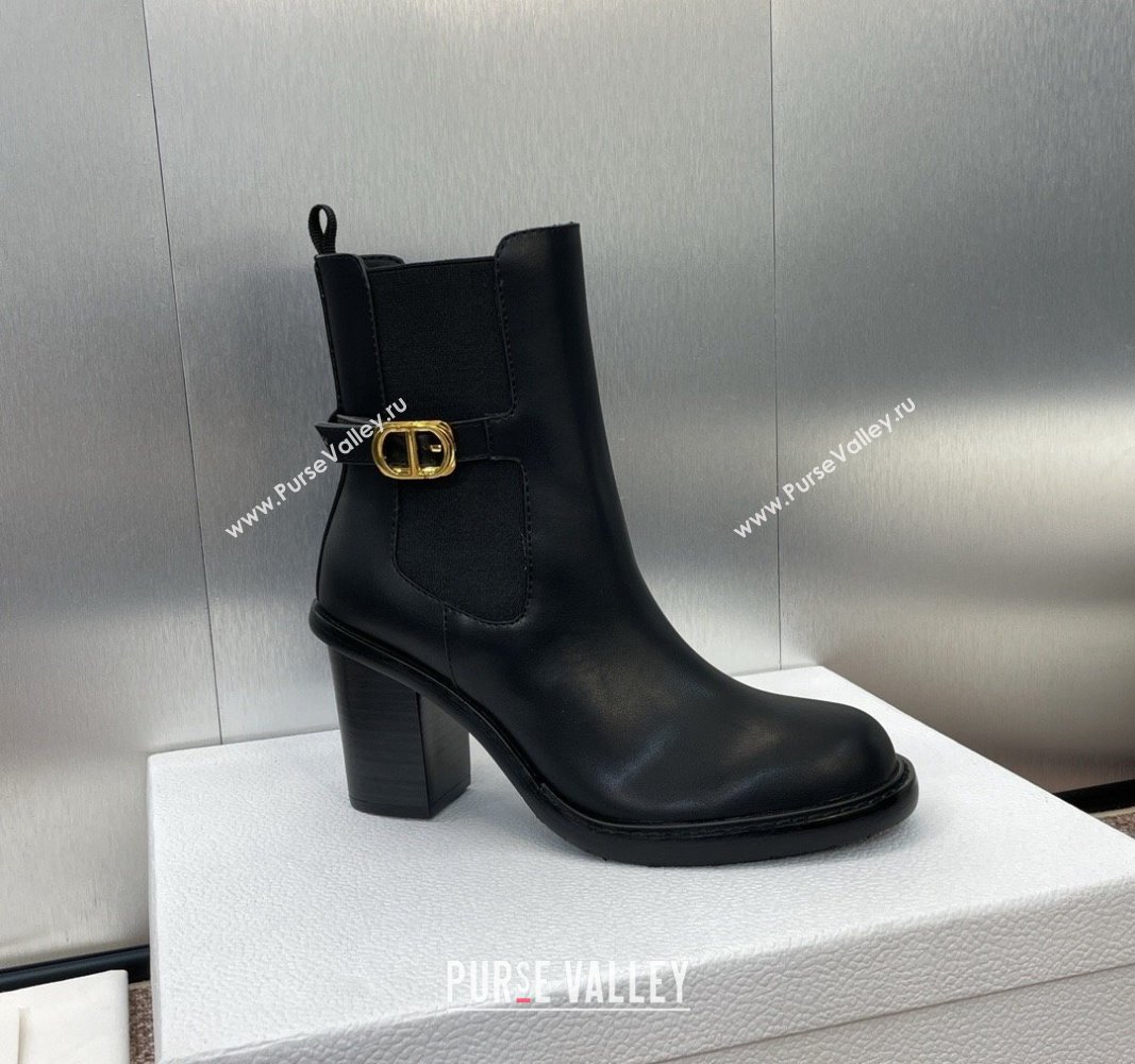 Dior 30 Montaigne Heeled Ankle Boots 7cm in Black Calfskin with CD Buckle 2024 (JC-240930029)