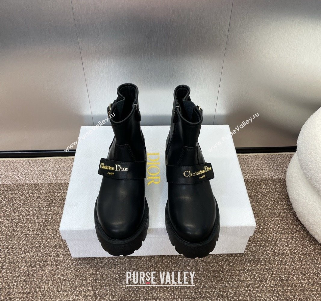 Dior D-Quest Platform Ankle Boots in Black Calfskin with Strap Buckle 2024 (JC-240930035)