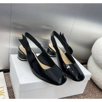 Dior Miss Dior Paris Slingback Pumps 3.5cm in Patent Calfskin with Bow Black 2024 (JC-240930011)