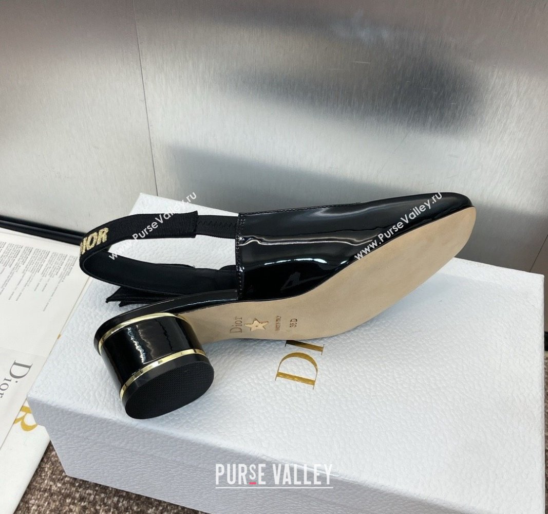 Dior Miss Dior Paris Slingback Pumps 3.5cm in Patent Calfskin with Bow Black 2024 (JC-240930011)