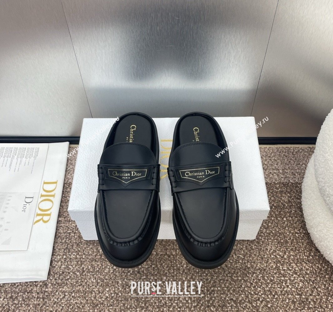 Dior Boy Flat Mules in Calfskin Leather Black 2024 (JC-240930015)