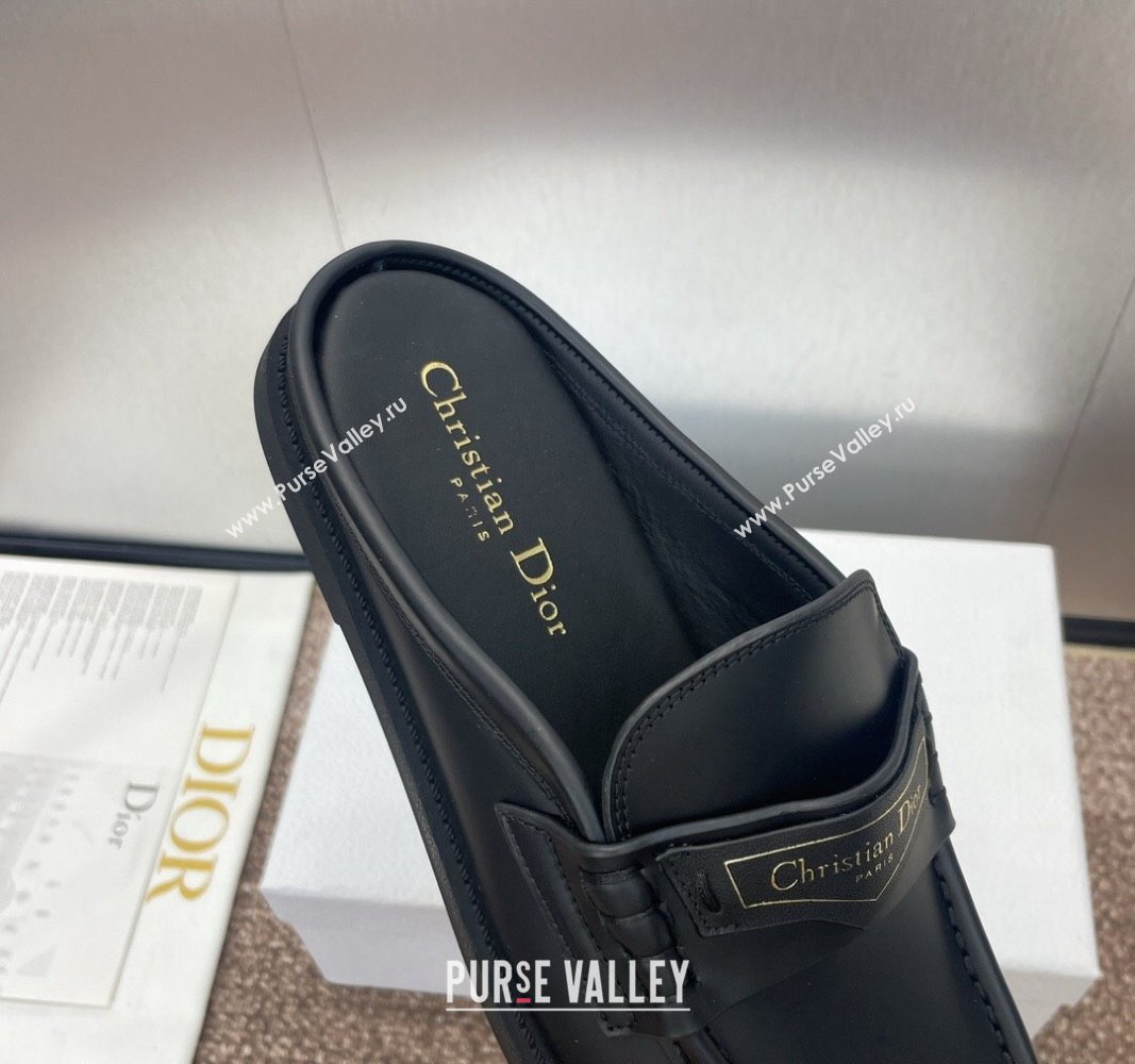 Dior Boy Flat Mules in Calfskin Leather Black 2024 (JC-240930015)