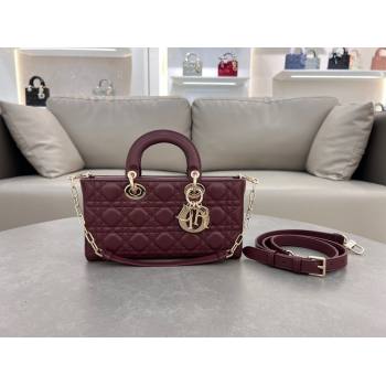 Dior Lady D-Joy Medium Bag in Cannage Lambskin Dark Burgundy 2024 M0540 (XXG-241031106)