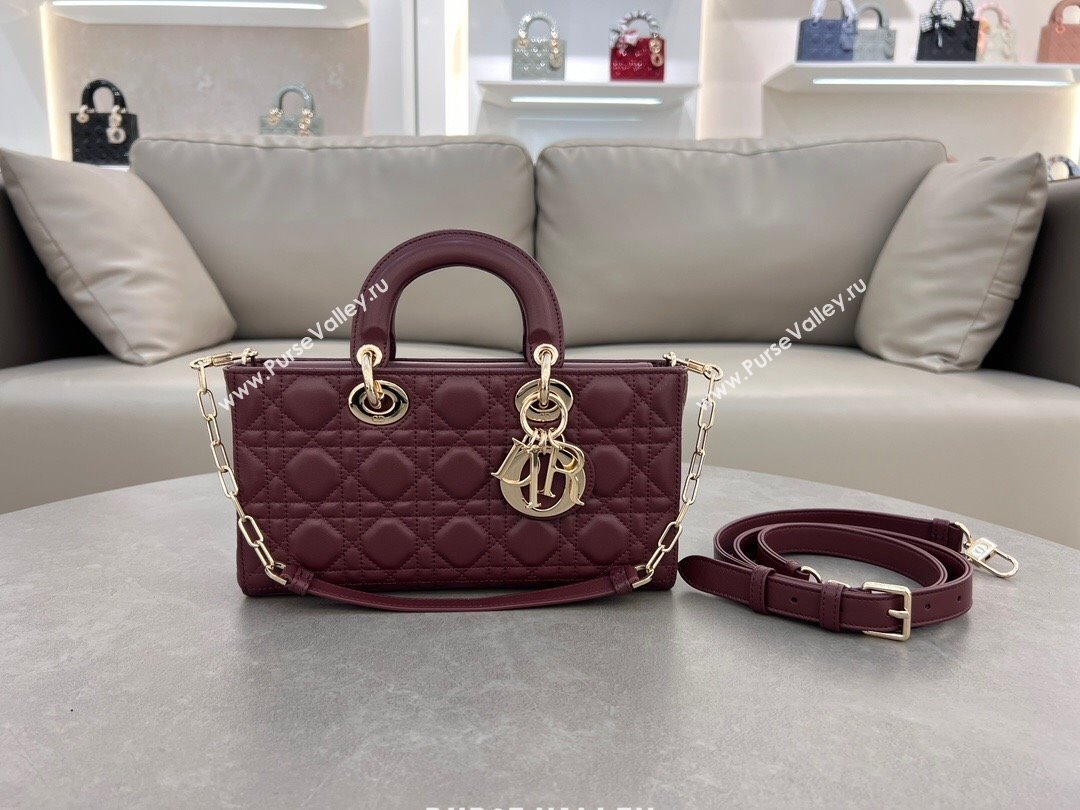 Dior Lady D-Joy Medium Bag in Cannage Lambskin Dark Burgundy 2024 M0540 (XXG-241031106)