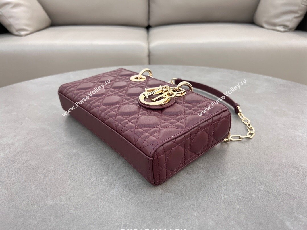 Dior Lady D-Joy Medium Bag in Cannage Lambskin Dark Burgundy 2024 M0540 (XXG-241031106)