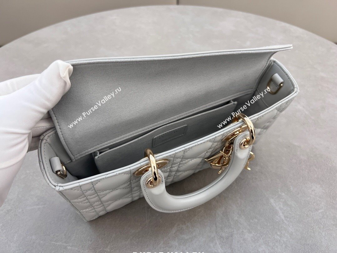 Dior Lady D-Joy Medium Bag in Cannage Lambskin Cloud Grey 2024 M0540 (XXG-241031107)