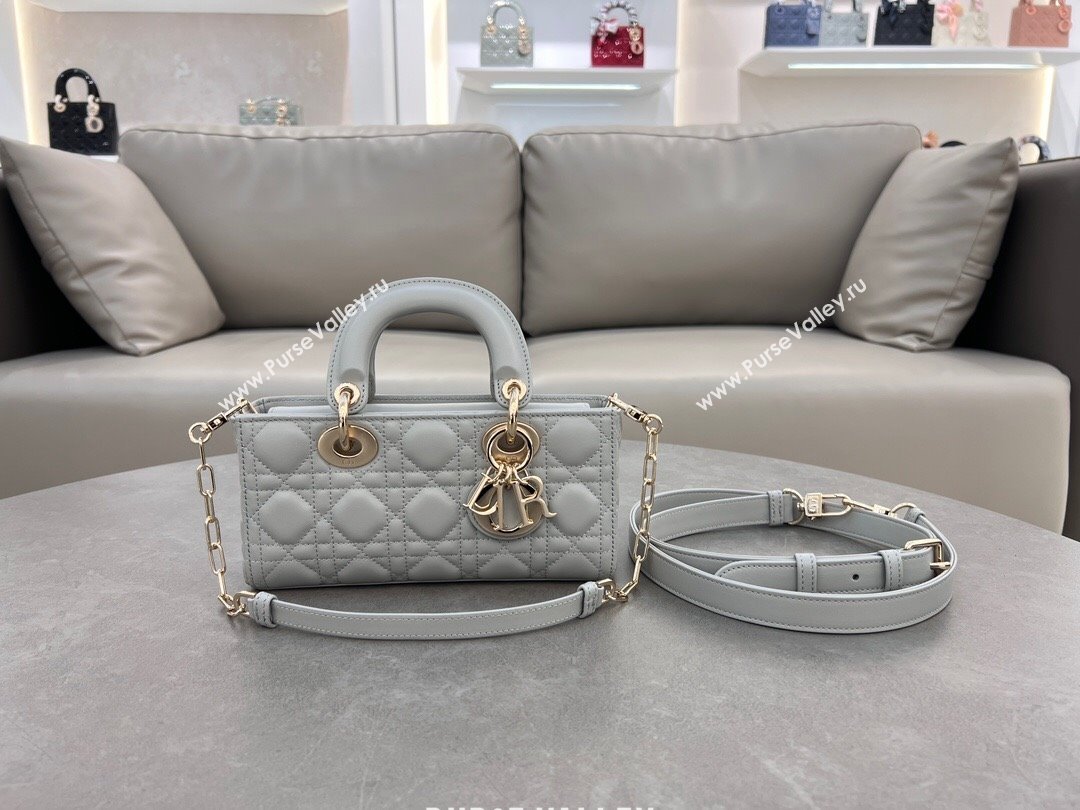 Dior Lady D-Joy Small Bag in Cannage Lambskin Cloud Grey 2024 M0613 (XXG-241031108)