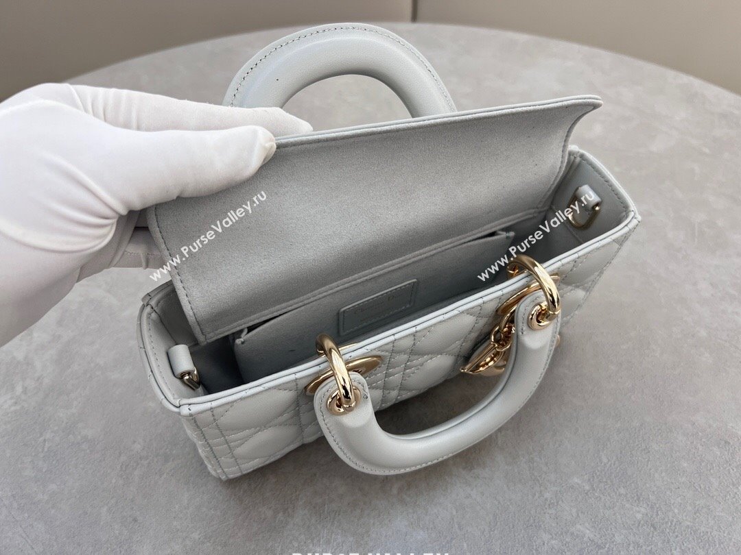 Dior Lady D-Joy Small Bag in Cannage Lambskin Cloud Grey 2024 M0613 (XXG-241031108)