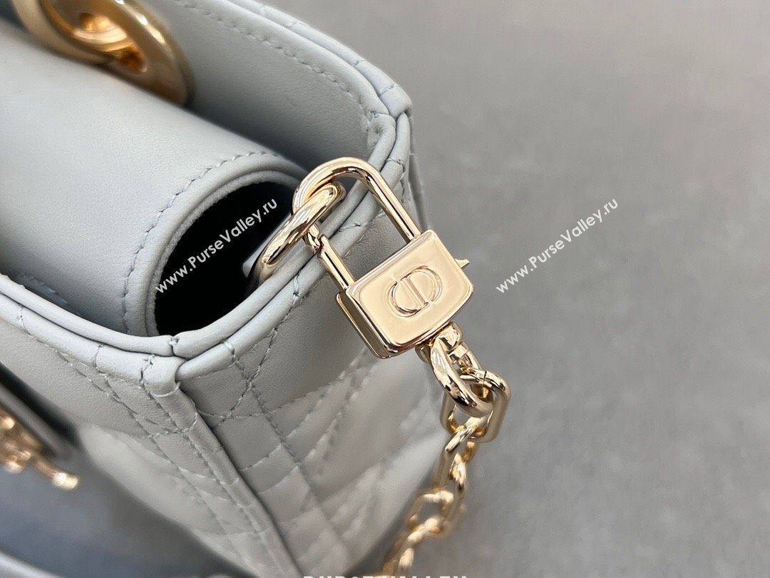 Dior Lady D-Joy Small Bag in Cannage Lambskin Cloud Grey 2024 M0613 (XXG-241031108)