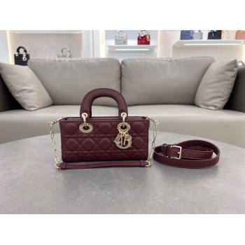 Dior Lady D-Joy Small Bag in Cannage Lambskin Dark Burgundy 2024 M0613 (XXG-241031109)