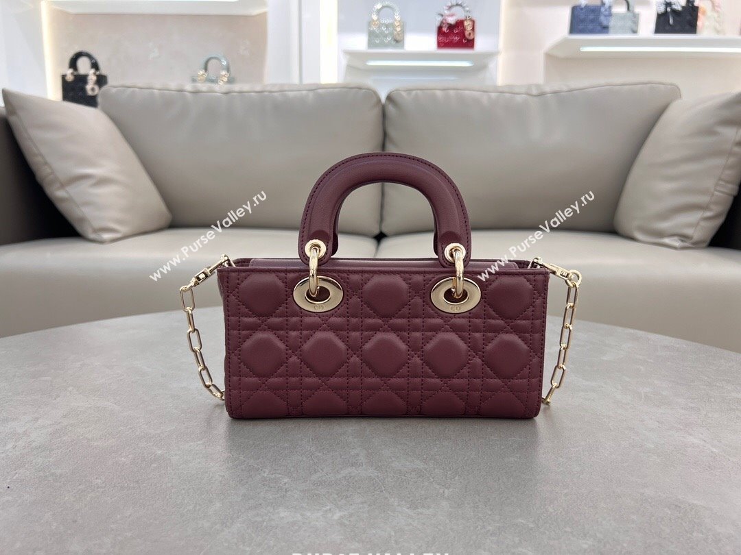 Dior Lady D-Joy Small Bag in Cannage Lambskin Dark Burgundy 2024 M0613 (XXG-241031109)