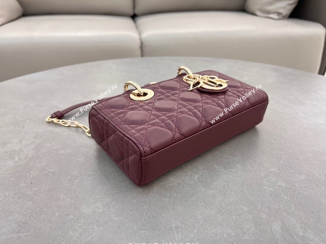 Dior Lady D-Joy Small Bag in Cannage Lambskin Dark Burgundy 2024 M0613 (XXG-241031109)