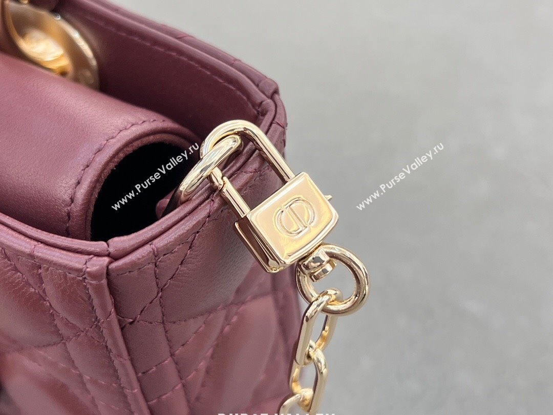 Dior Lady D-Joy Small Bag in Cannage Lambskin Dark Burgundy 2024 M0613 (XXG-241031109)