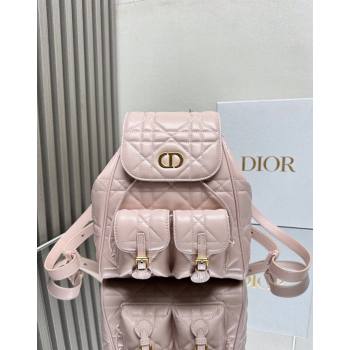 Dior Medium Dior Caro Backpack Bag in Macrocannage Lambskin Light Pink 2024 (XXG-241101013)