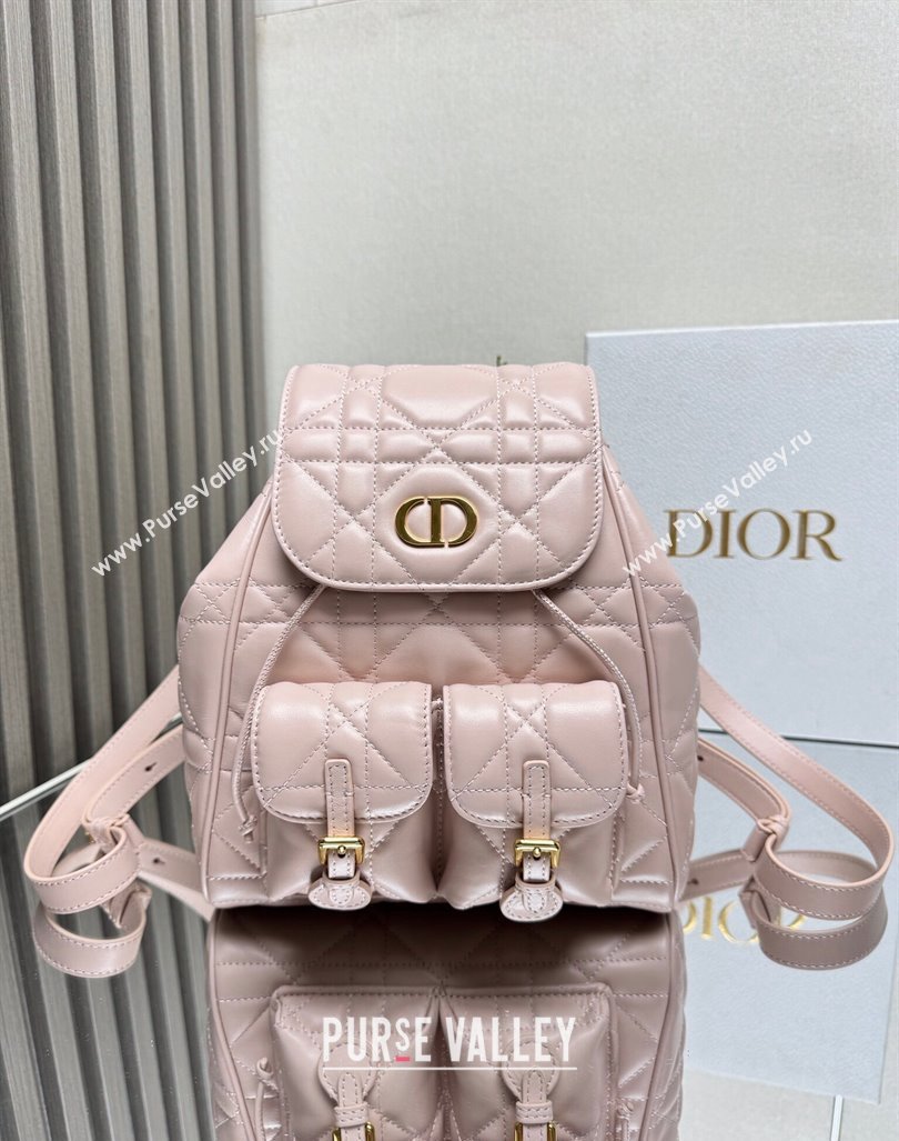 Dior Medium Dior Caro Backpack Bag in Macrocannage Lambskin Light Pink 2024 (XXG-241101013)