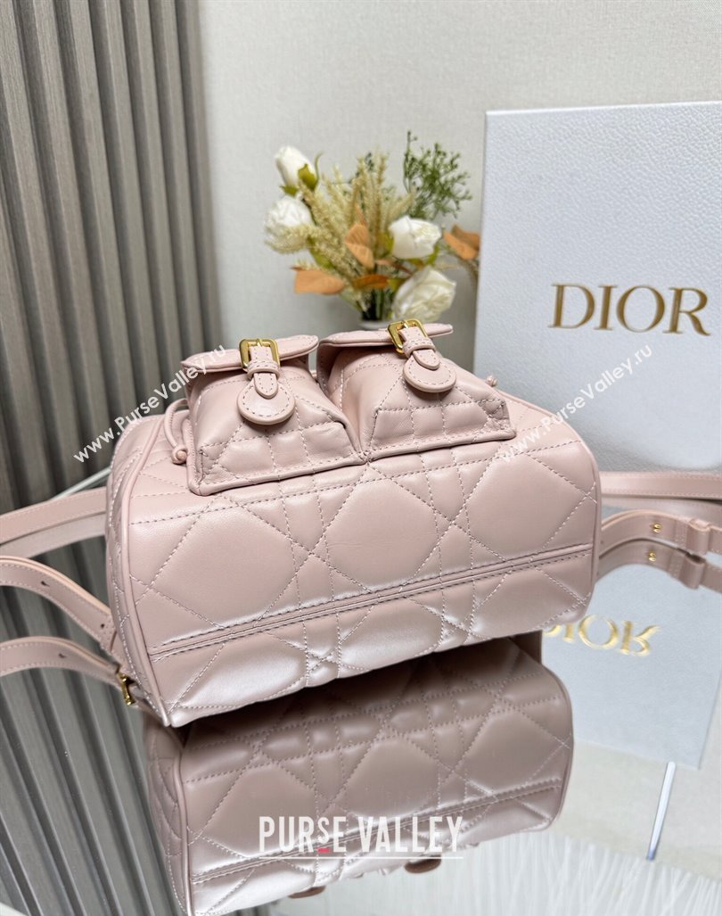 Dior Medium Dior Caro Backpack Bag in Macrocannage Lambskin Light Pink 2024 (XXG-241101013)