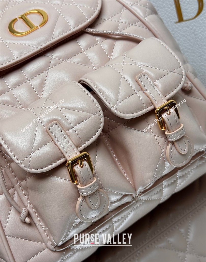 Dior Medium Dior Caro Backpack Bag in Macrocannage Lambskin Light Pink 2024 (XXG-241101013)