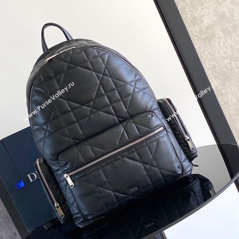 Dior Mens Backpack Bag in Black Macrocannage Calfskin 2024 110101 (XXG-241101077)