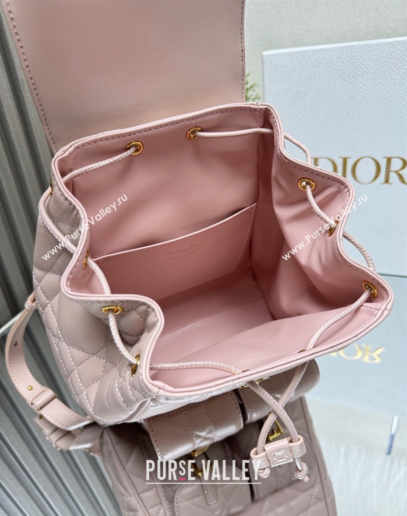 Dior Medium Dior Caro Backpack Bag in Macrocannage Lambskin Light Pink 2024 (XXG-241101013)