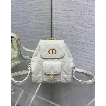 Dior Small Dior Caro Backpack Bag in Macrocannage Lambskin White 2024 (XXG-241101002)