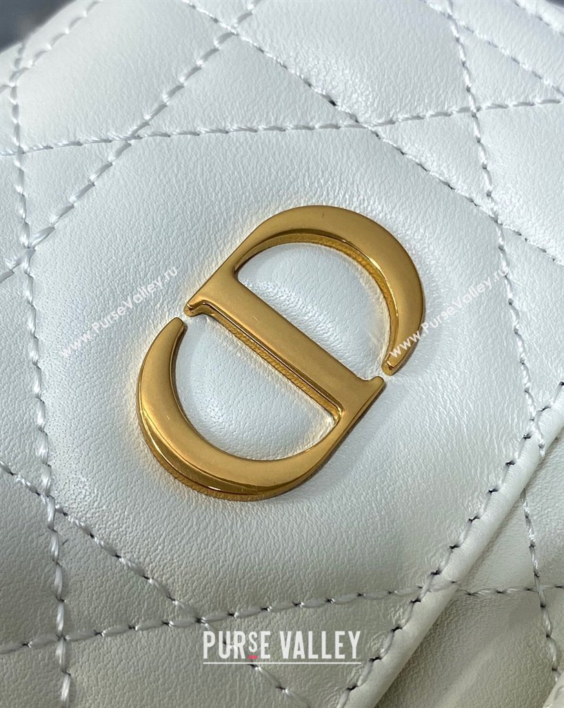 Dior Small Dior Caro Backpack Bag in Macrocannage Lambskin White 2024 (XXG-241101002)