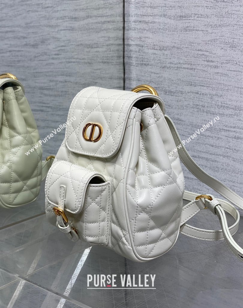 Dior Small Dior Caro Backpack Bag in Macrocannage Lambskin White 2024 (XXG-241101002)