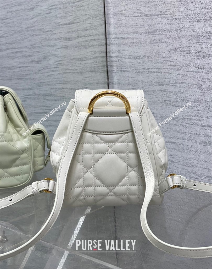 Dior Small Dior Caro Backpack Bag in Macrocannage Lambskin White 2024 (XXG-241101002)