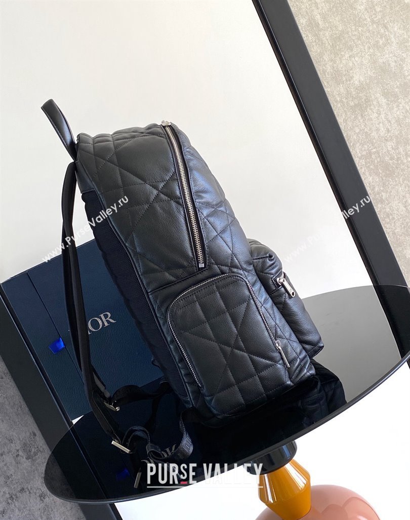 Dior Mens Backpack Bag in Black Macrocannage Calfskin 2024 110101 (XXG-241101077)