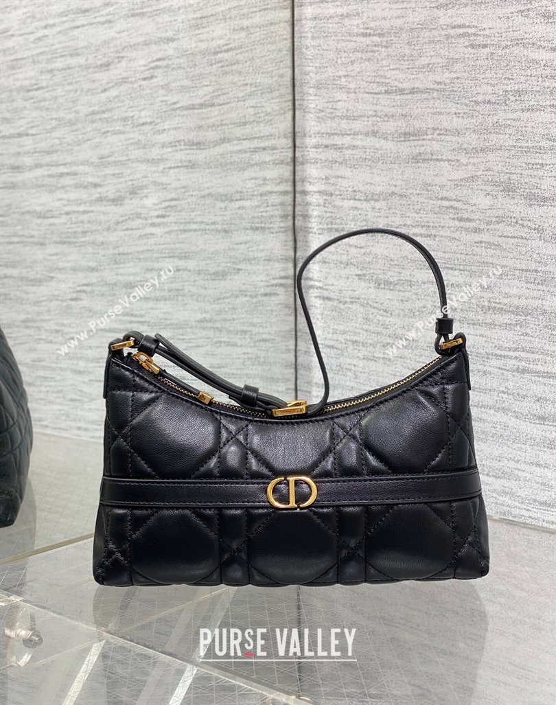 Dior Miss Caro Mini Hobo Shoulder Bag in Macrocannage Lambskin Black 2024 (XXG-241101080)