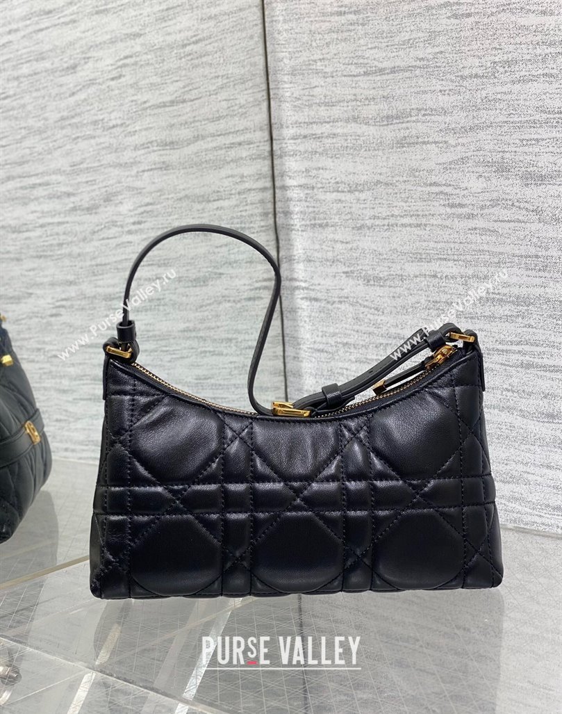 Dior Miss Caro Mini Hobo Shoulder Bag in Macrocannage Lambskin Black 2024 (XXG-241101080)