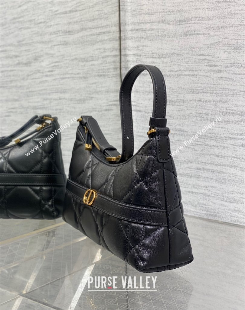 Dior Miss Caro Mini Hobo Shoulder Bag in Macrocannage Lambskin Black 2024 (XXG-241101080)